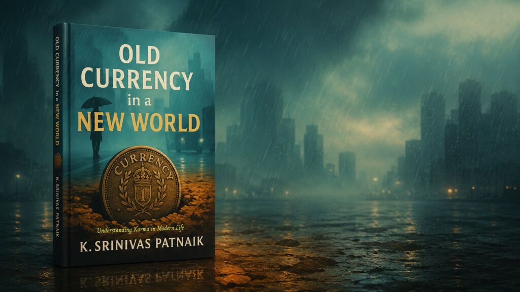 3D paperback visual of Old Currency in a New World by K. Srinivas Patnaik